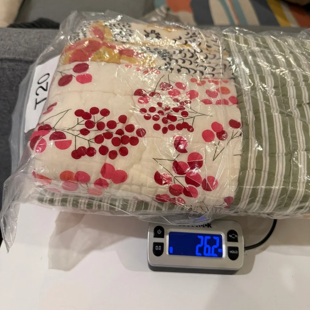 Pottery Barn Floral Patchwork Euro Pillow Shams 26x26 SET OF 2 Quilted Boho